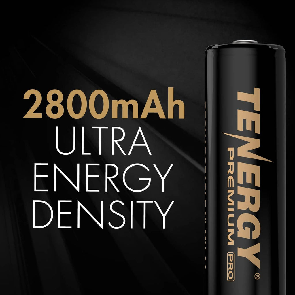 AA rechargeable battery with 2800mAh and Ultra Energy Density text on label