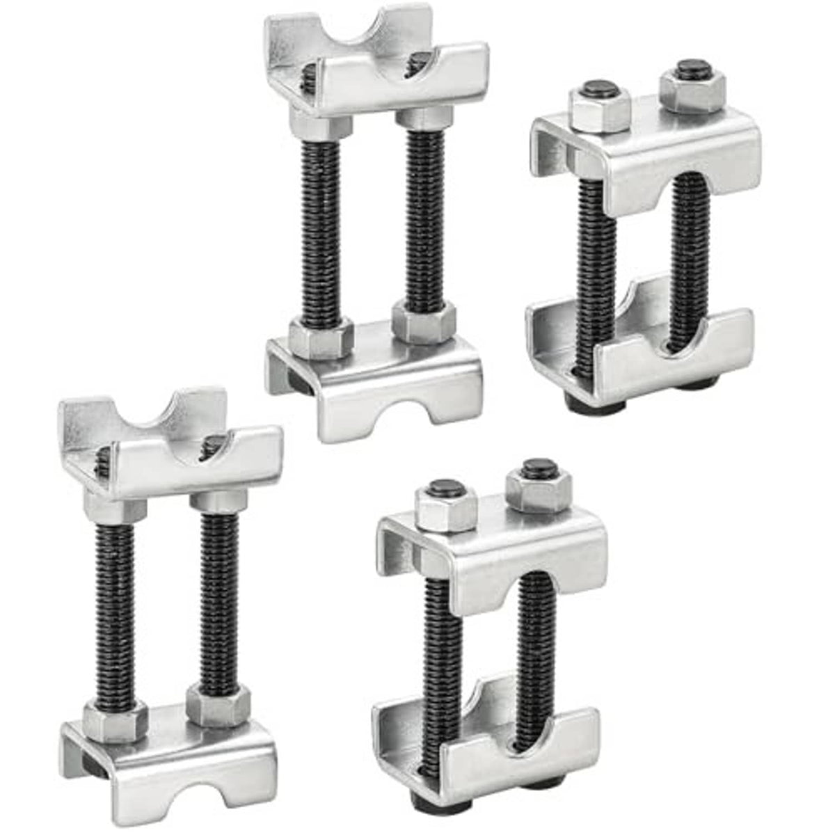 Set of adjustable coil spring spacers with threaded posts and U-shaped mounting brackets