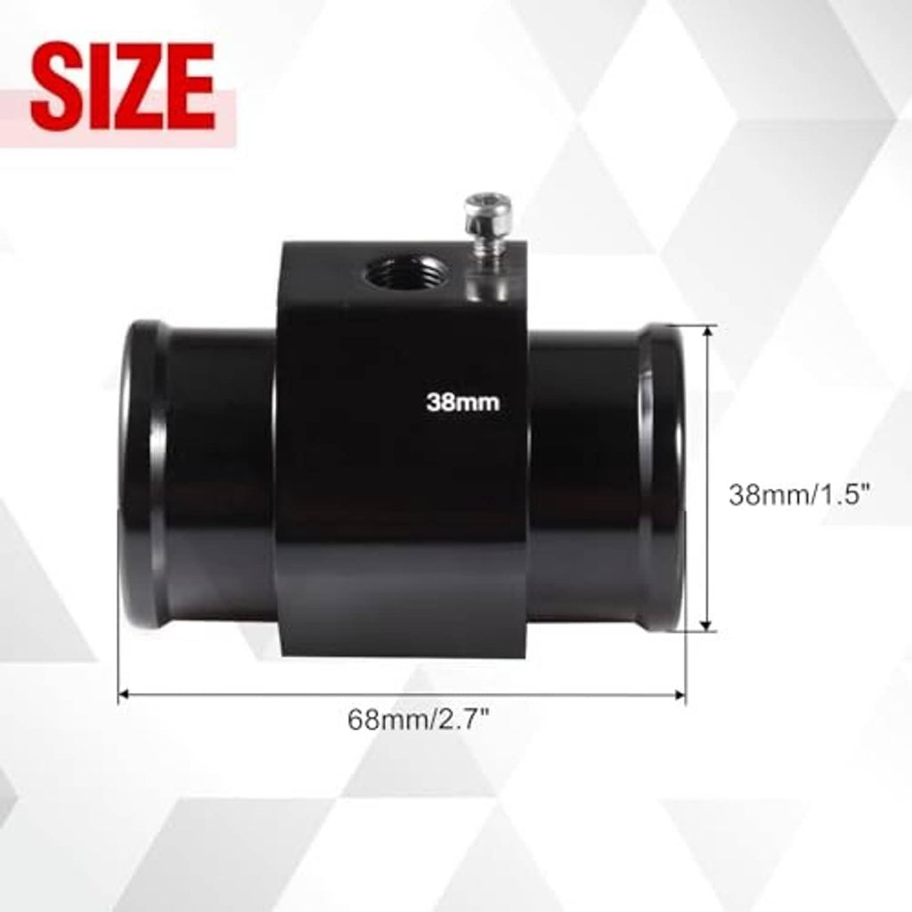 38mm aluminum radiator hose connector with top threaded port and flared ends