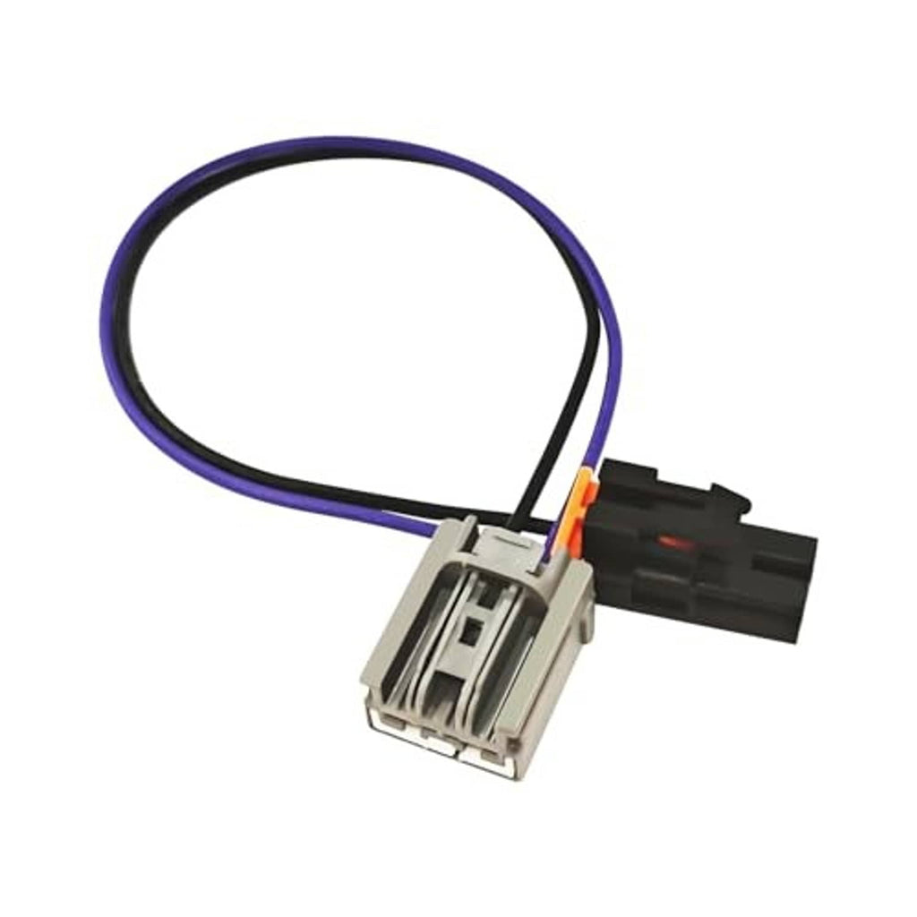 Blower motor wiring harness with purple cable, gray housing and black connector plug