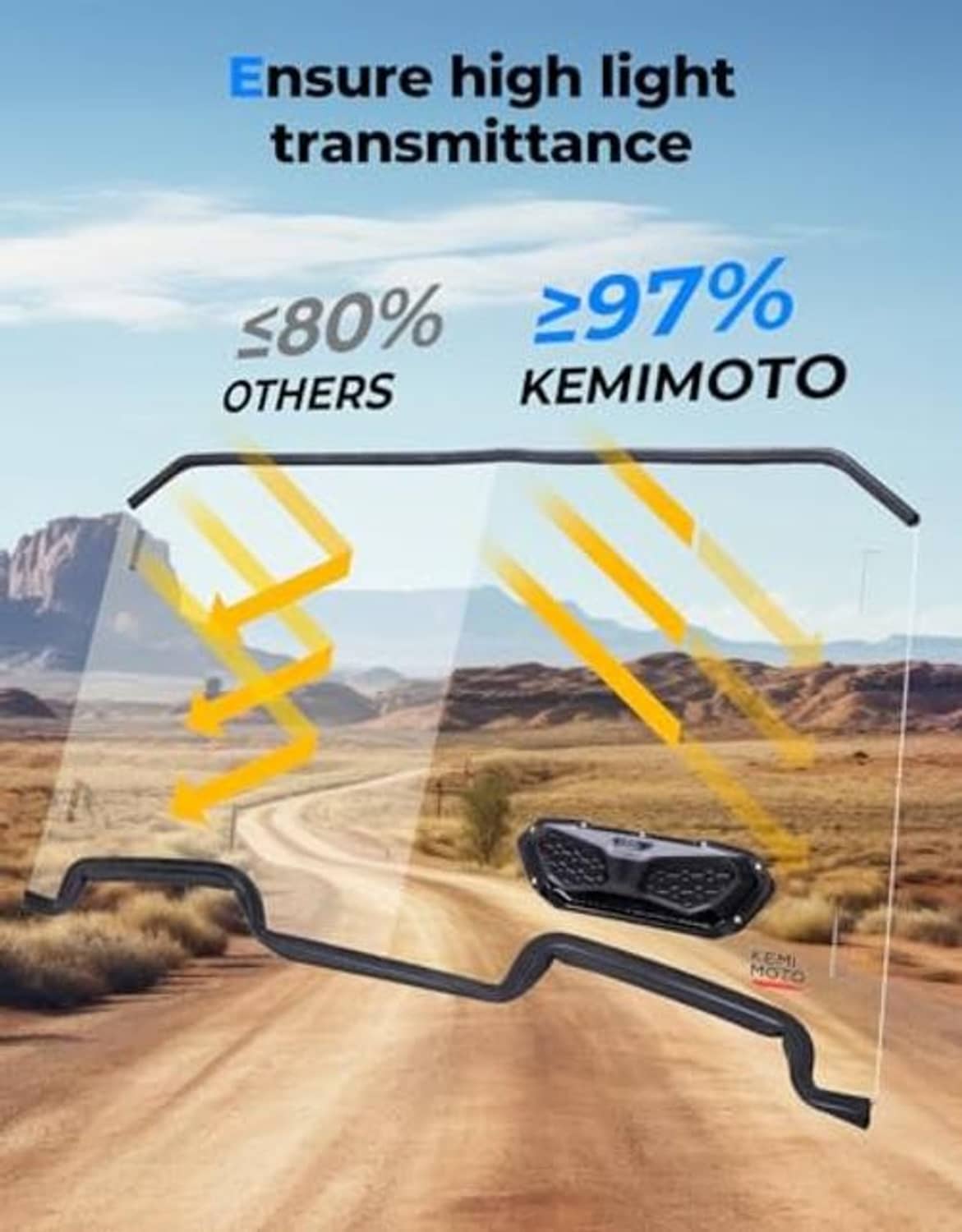3-in-1 vented windshield deflector with high light transmission