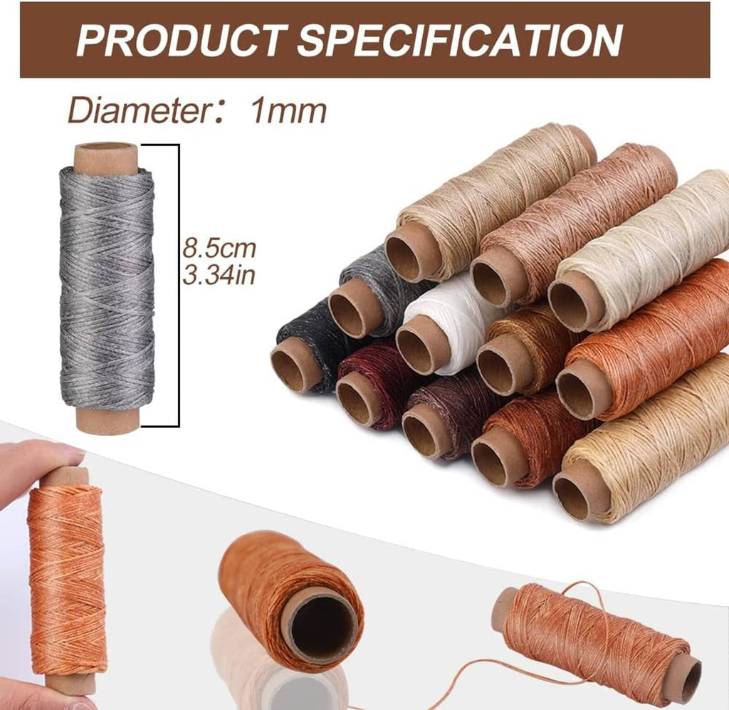 1mm waxed leather sewing thread spool bundle, light and dark brown with gray