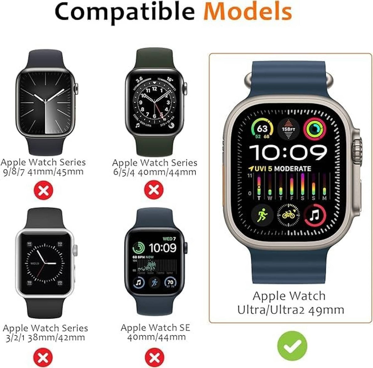 Apple Watch Ultra 49mm rose gold metal case shown on a blue watch band