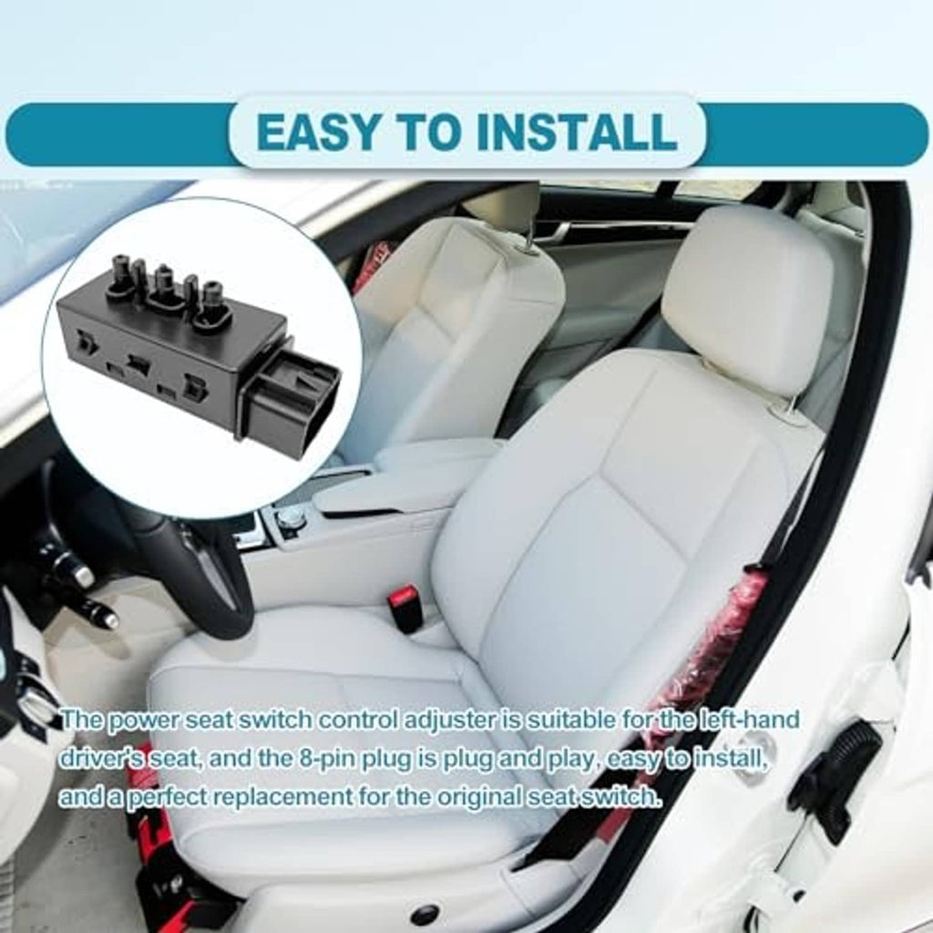 Power seat switch control module installed near vehicle seat cushion and center console