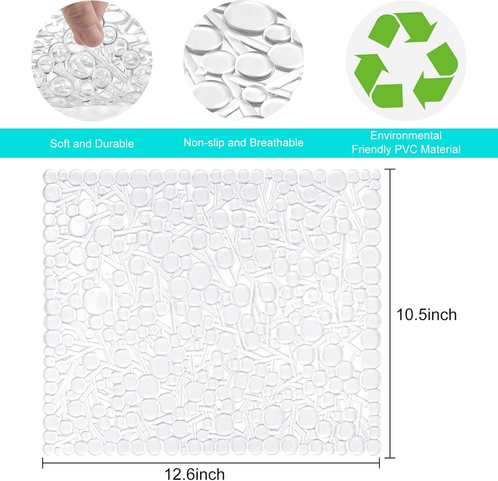 White textured PVC sink mats, 12.6 x 10.5 in; non-slip bubble surface