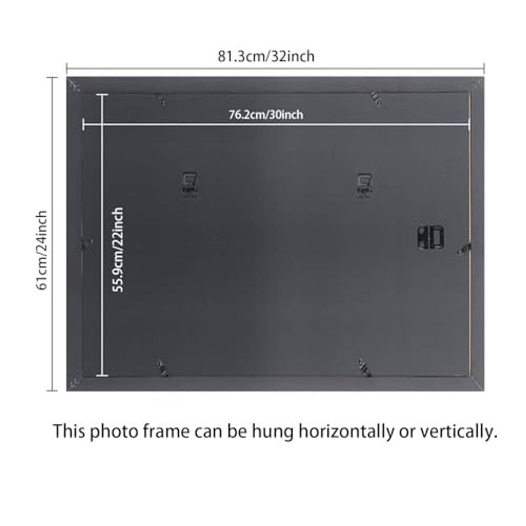 Black picture frame back panel with hanging hooks, sized for 22x30 inch photos.