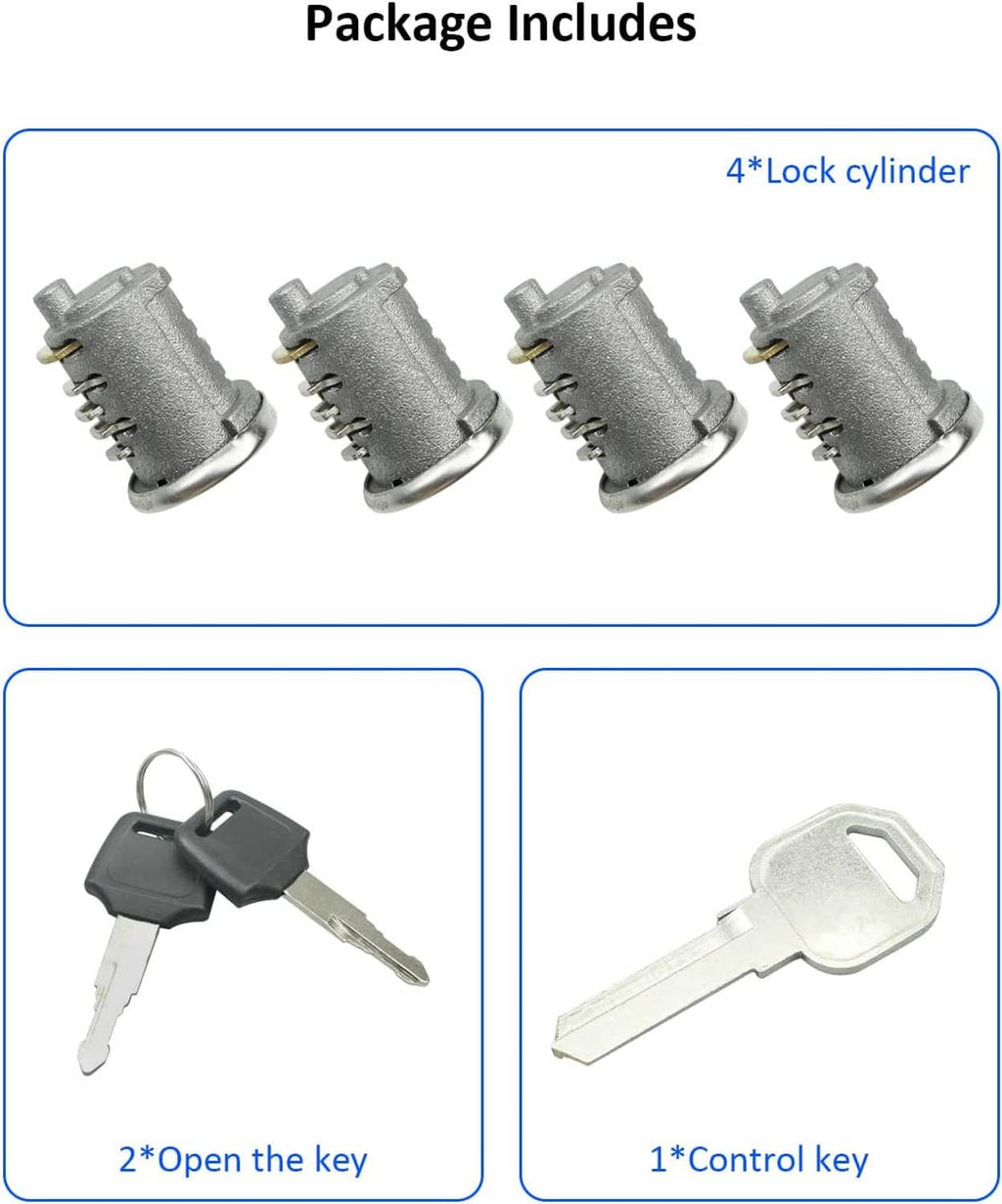 Lock cylinder package with four cylinders, control key, and open key