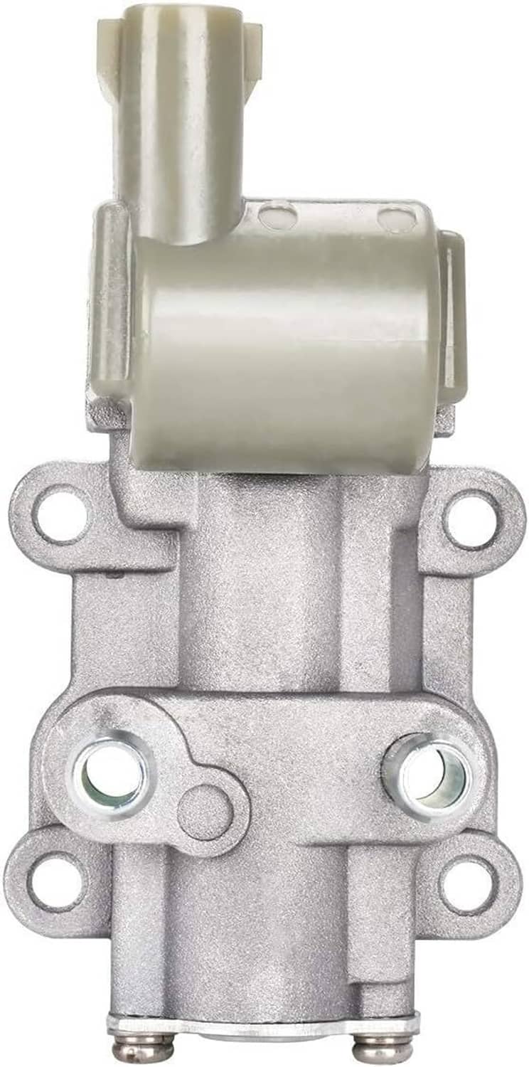 Idle air control valve front view with beige connector and two threaded mounting holes