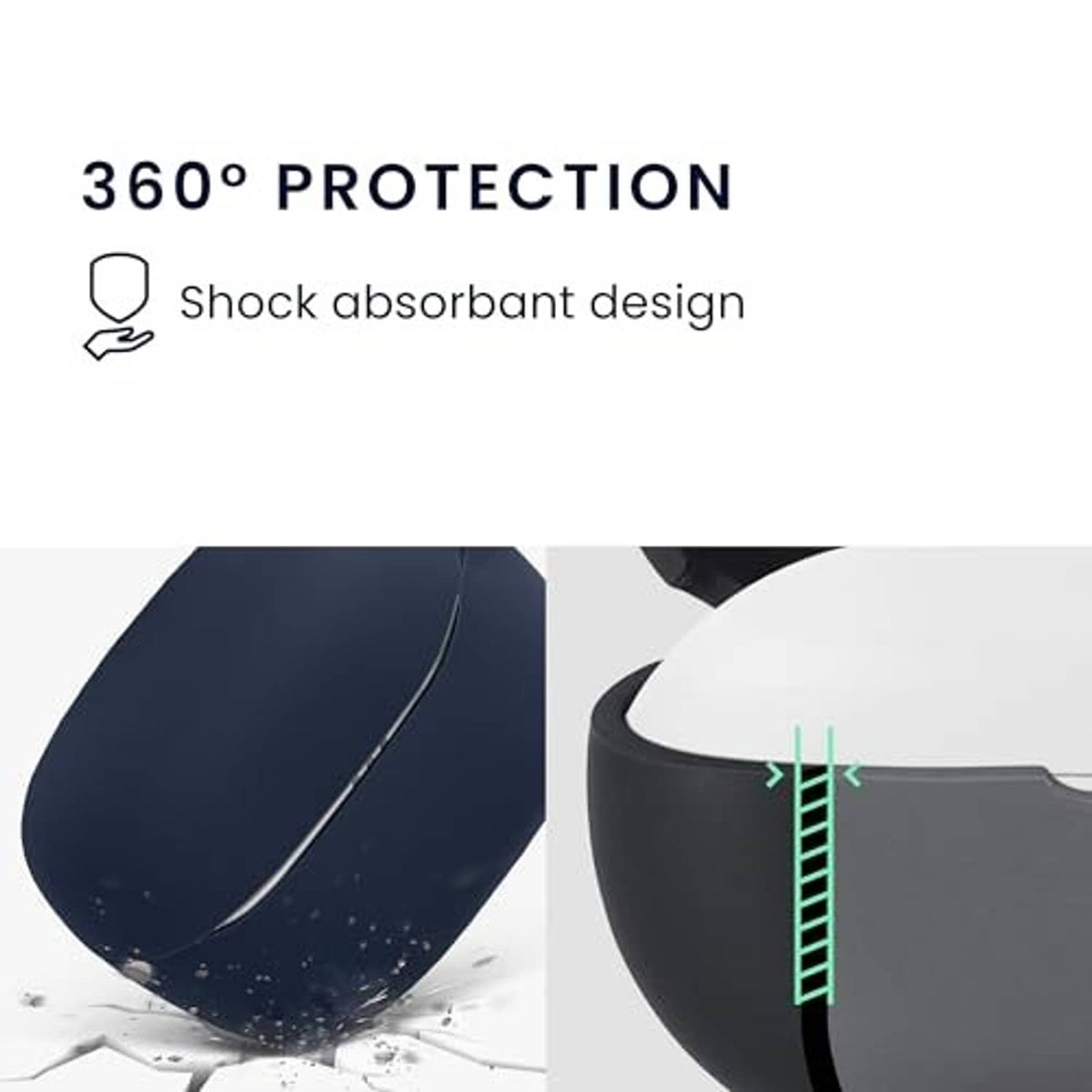 Dark blue silicone earbuds case cover with protective shock-absorbing design