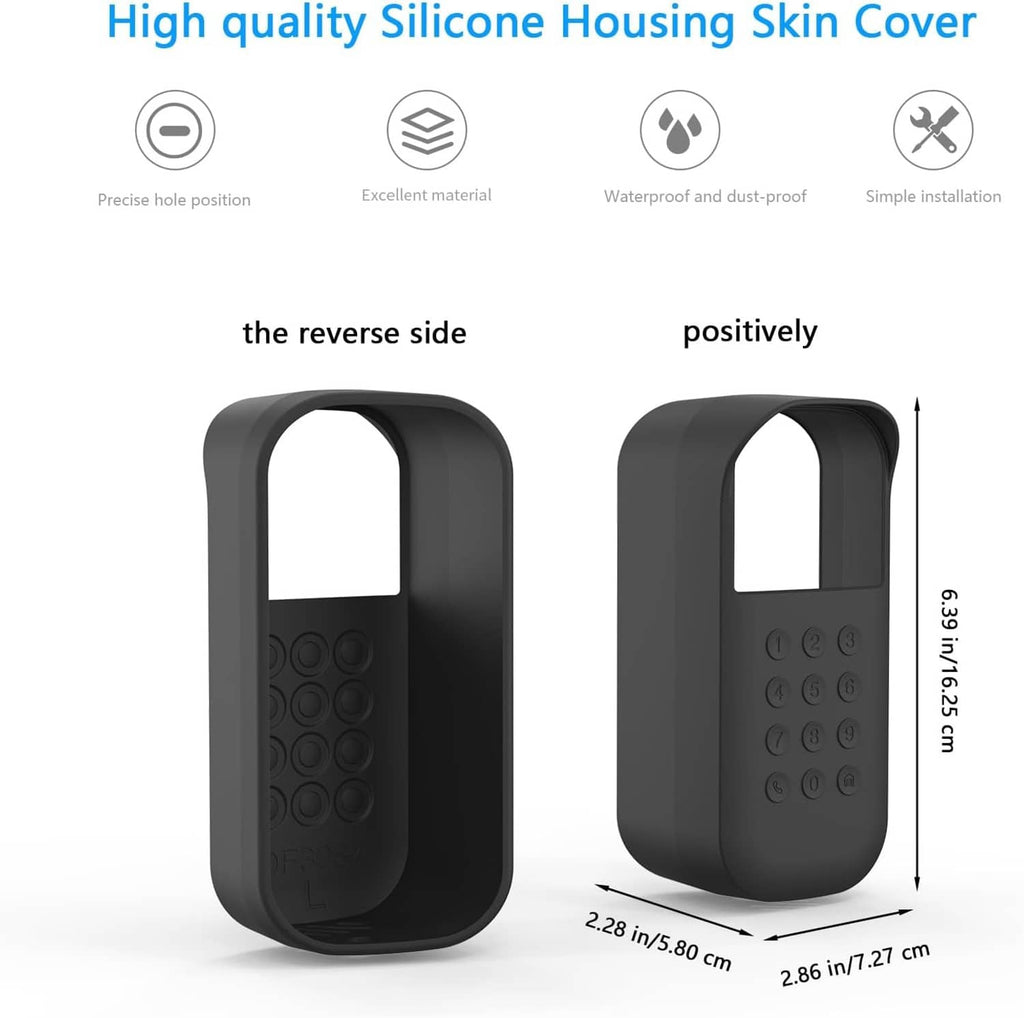 Black silicone keypad cover with front window cutout and circular button layout