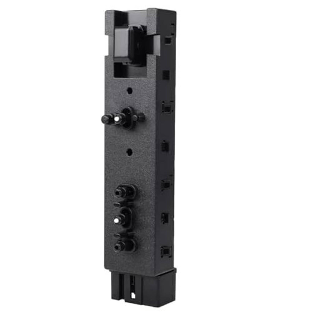 Power seat switch assembly, black side view with mounting studs and wiring terminals