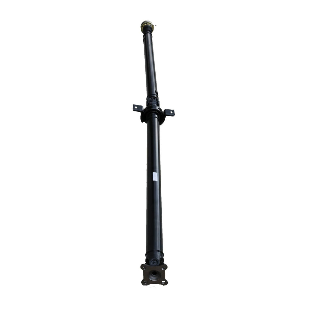 Rear prop driveshaft with black bearing housing and mounting flange