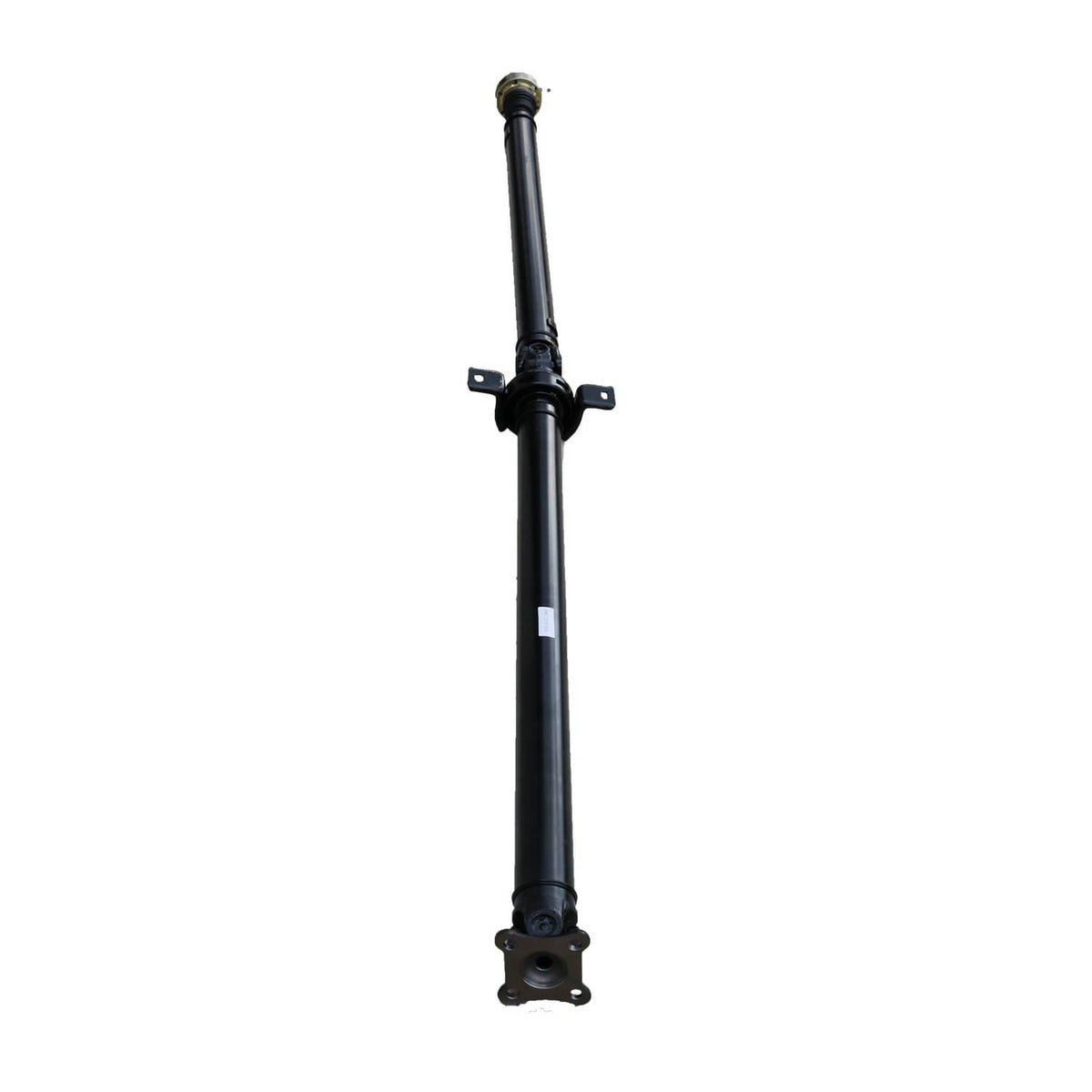 Rear prop driveshaft with black bearing housing and mounting flange