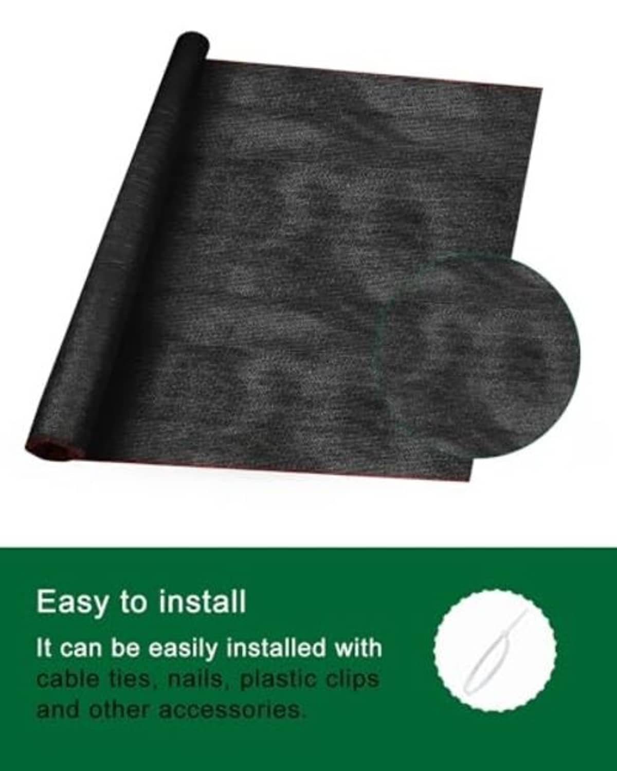 Black shade cloth folded with curved panel edge, outdoor sunshade fabric