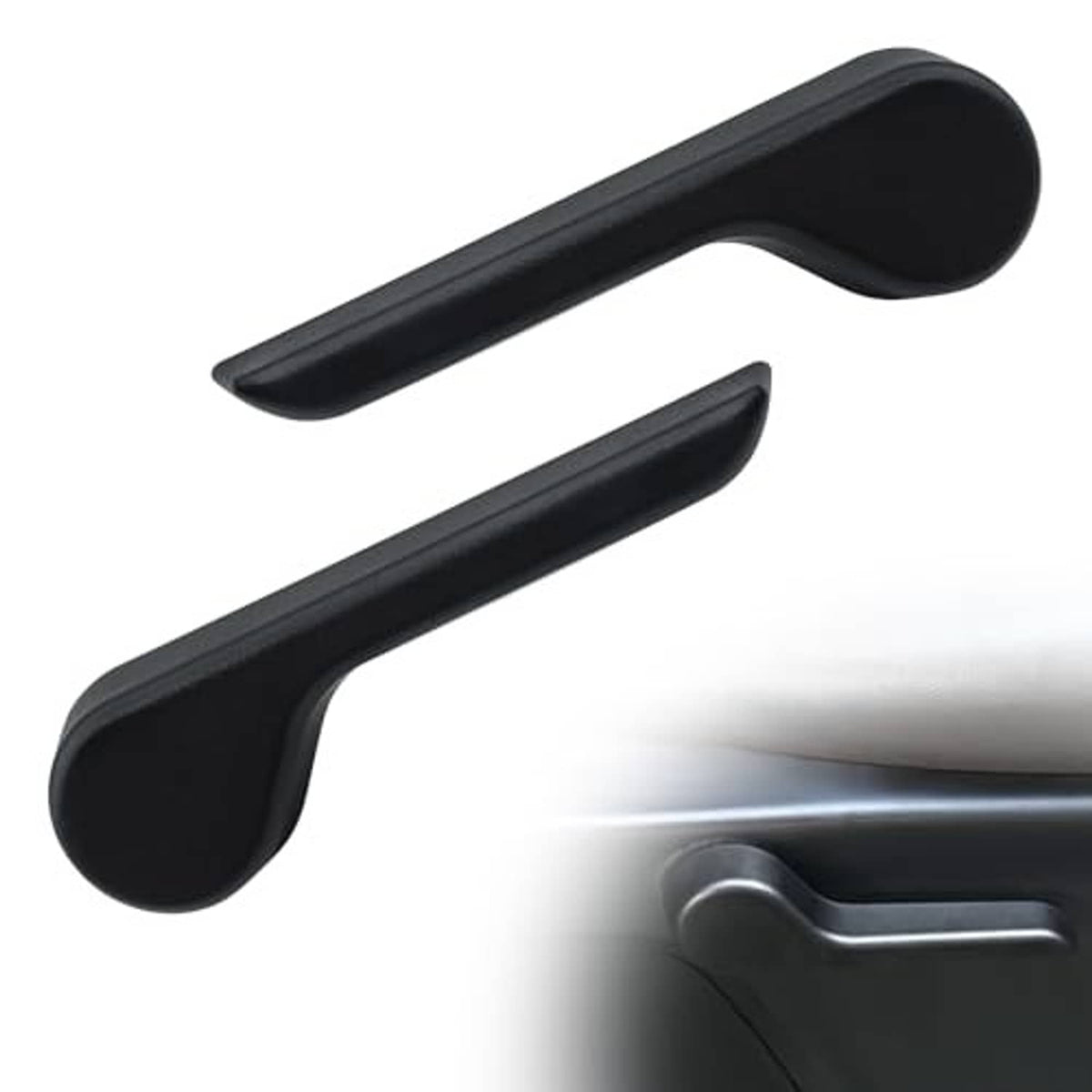 Black seat recliner handle lever set with contoured curved paddle grips