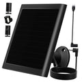 Black solar panel charger kit with coiled cable and round mounting bracket