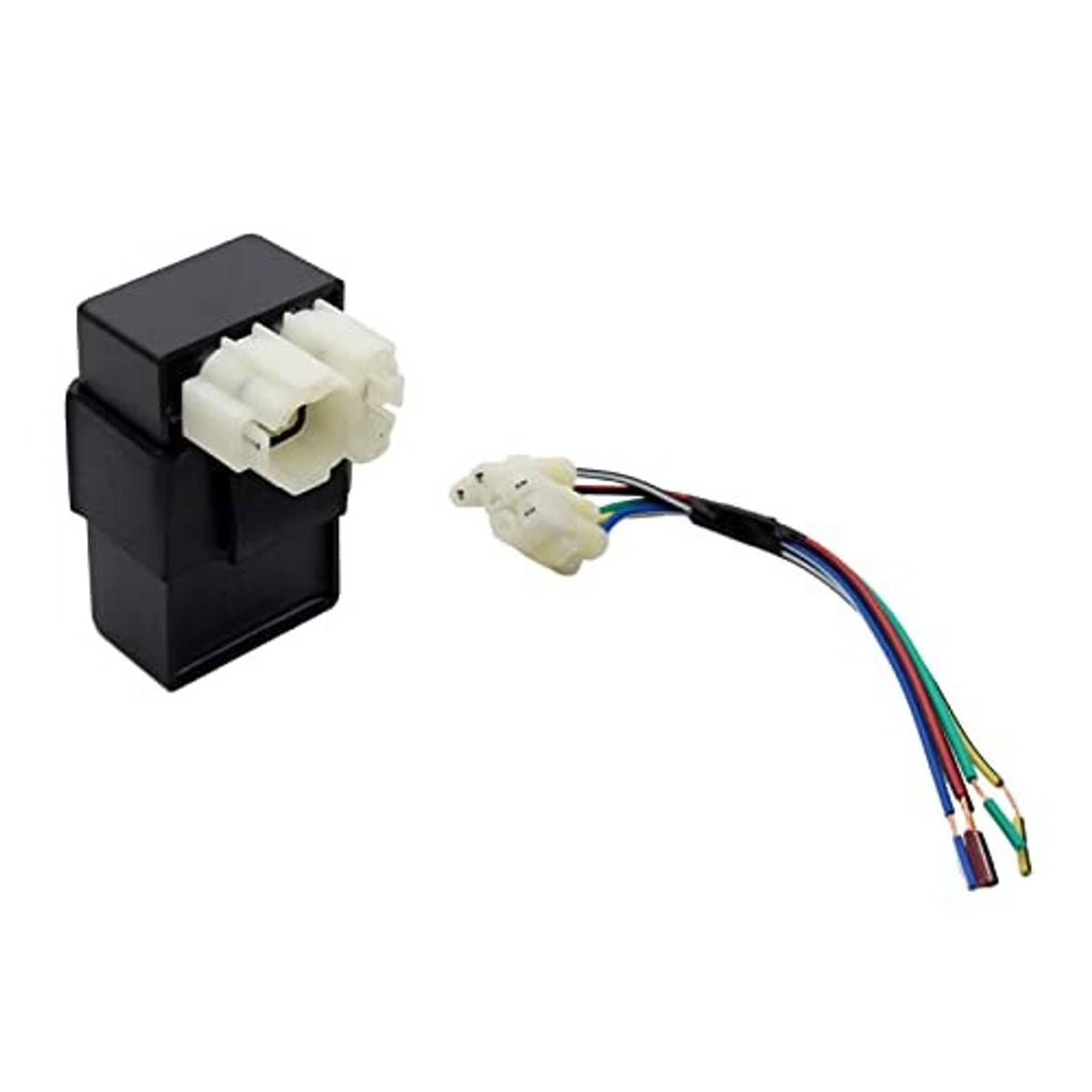 Compact AC CDI box with 6-pin connector plug and separate multi-wire lead harness