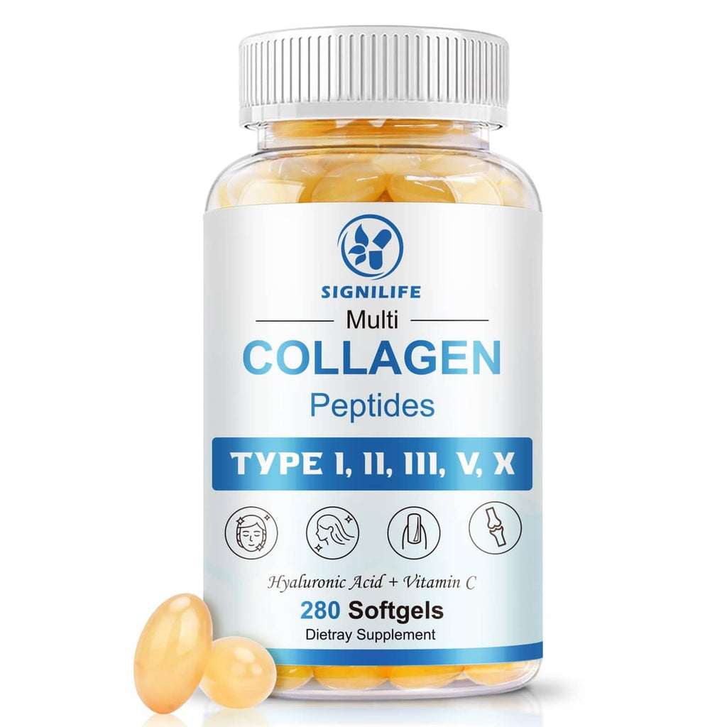 SIGNILIFE Multi Collagen Peptides supplement bottle with 280 softgels
