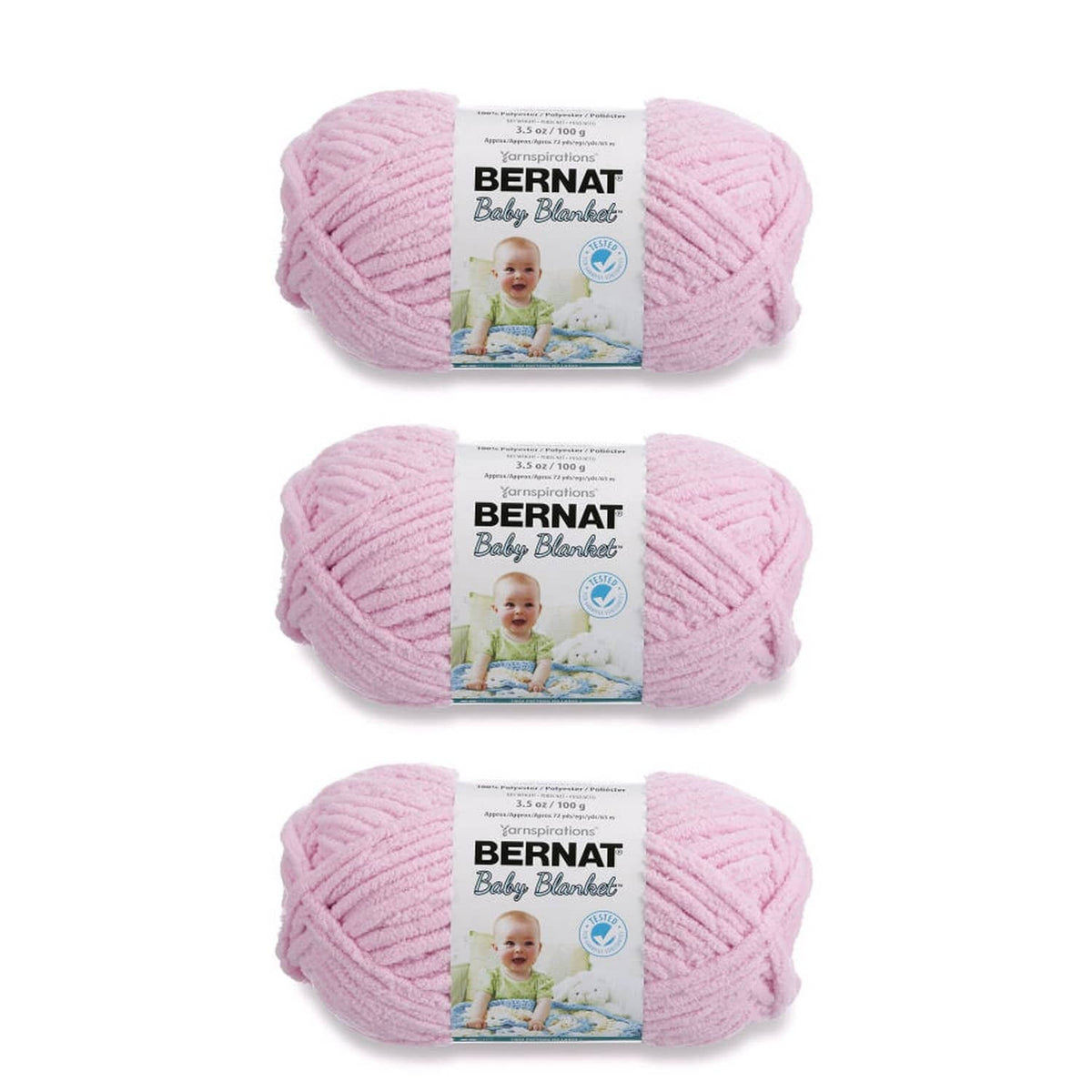 Baby pink super bulky chenille yarn 3-pack skeins