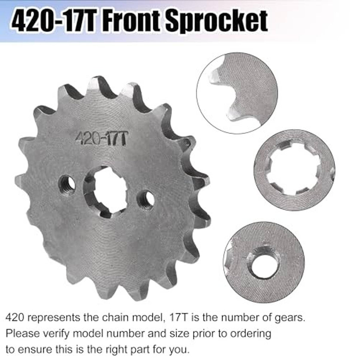 420-17T front sprocket and matching retainer plate with mounting hardware