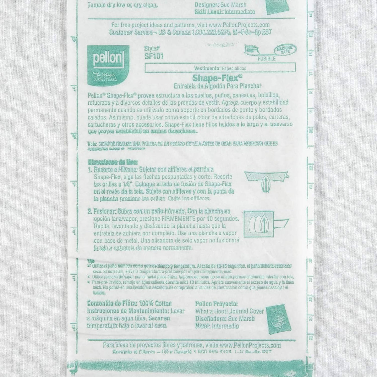 White fusible woven interfacing yardage in printed package wrap, SF101