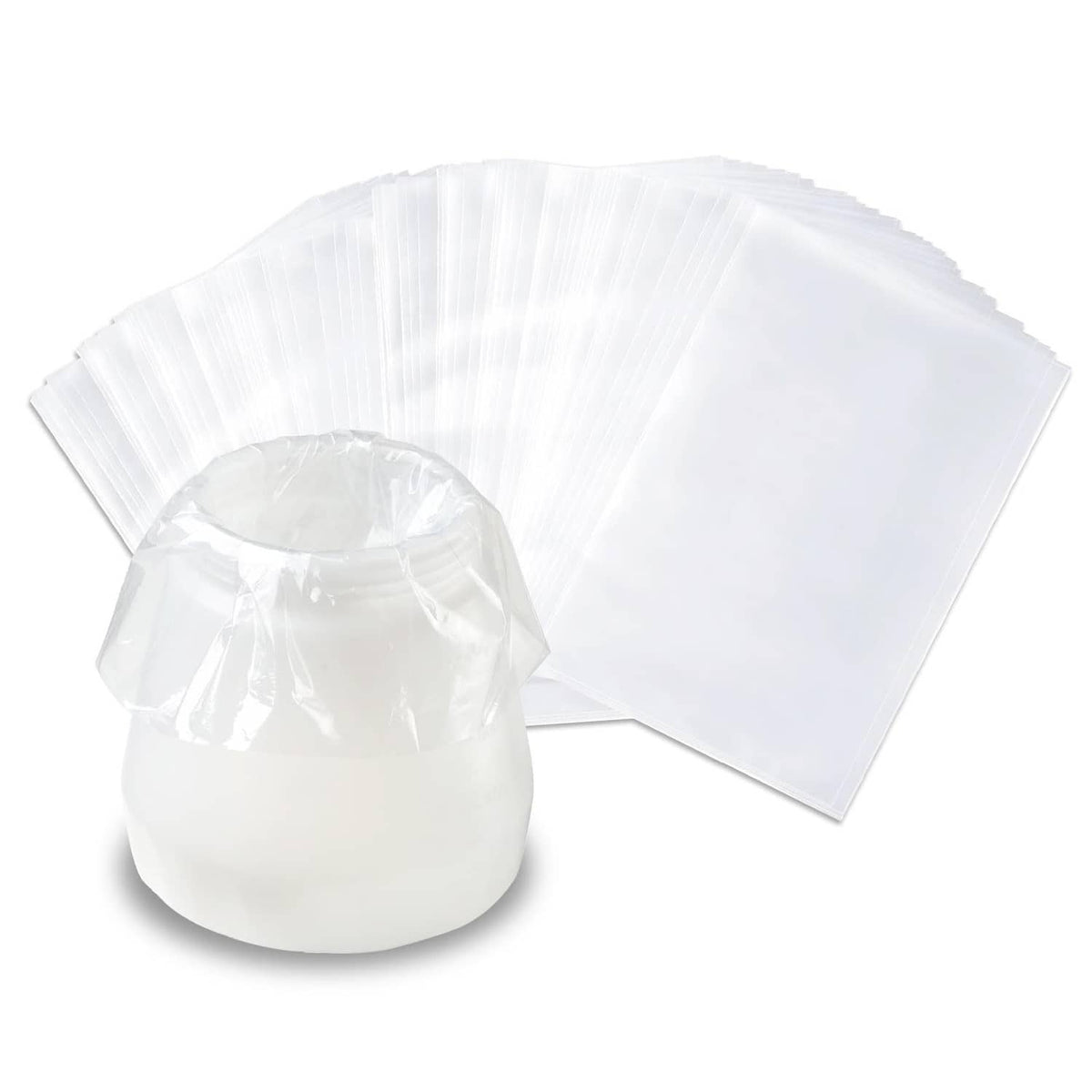 Transparent paint sprayer bags with cup insert, clear plastic, set of 100