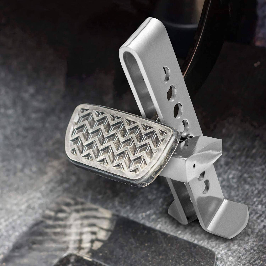Steel anti-theft pedal lock clamp with textured foot pad and locking frame