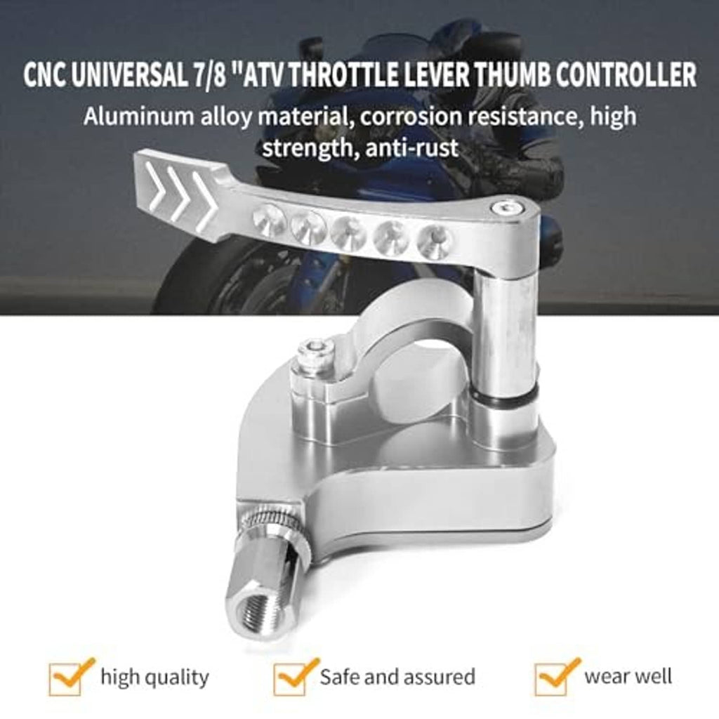 Silver CNC universal ATV thumb throttle lever thumb controller with billet housing