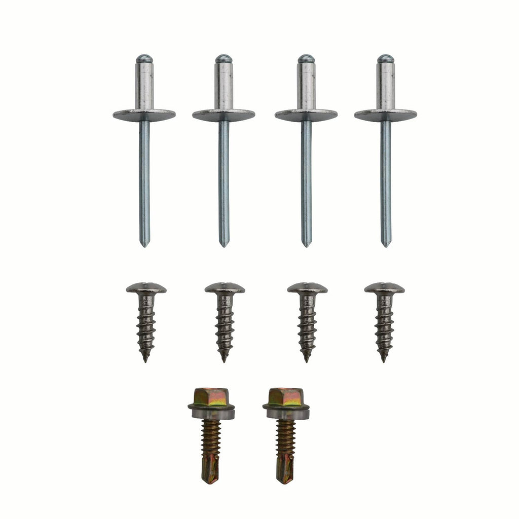 Metal catalytic converter cat shield mounting bolts and fasteners kit, including washers