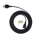 Black 10 ft extension cord with two-prong plug, neatly coiled with label 10 FT.