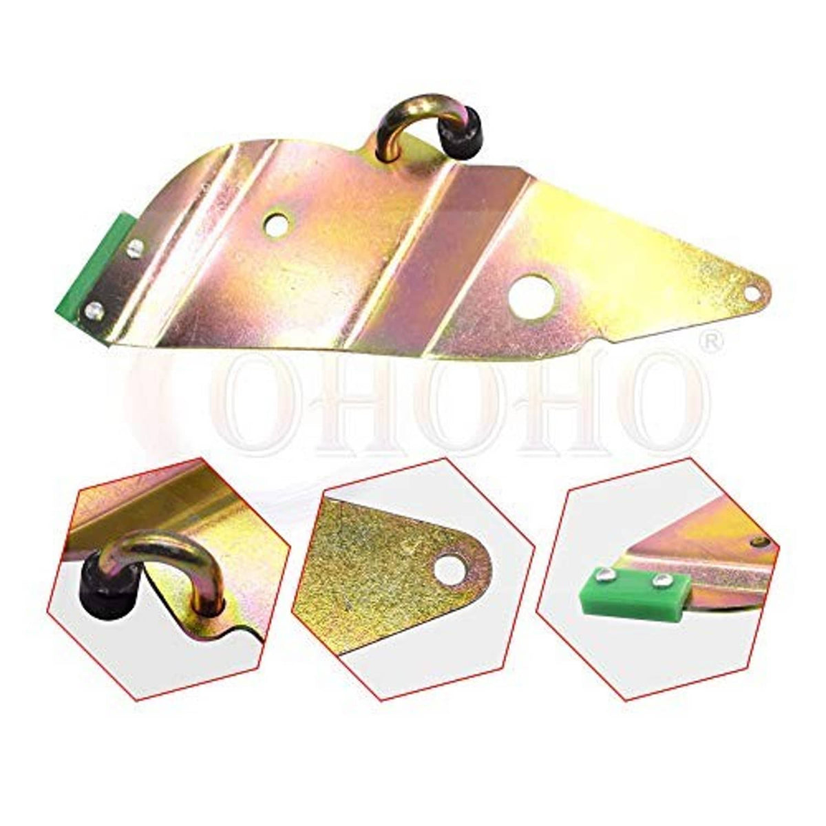 Blade brake bracket with cable hook and green mounting tab