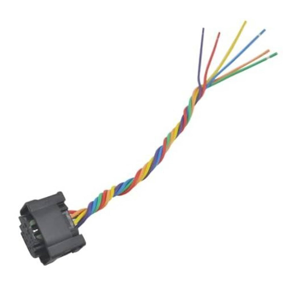 Throttle body connector pigtail harness with black plug and multicolor wire leads