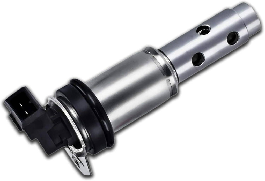 Variable timing control solenoid valve with electrical connector and metal body