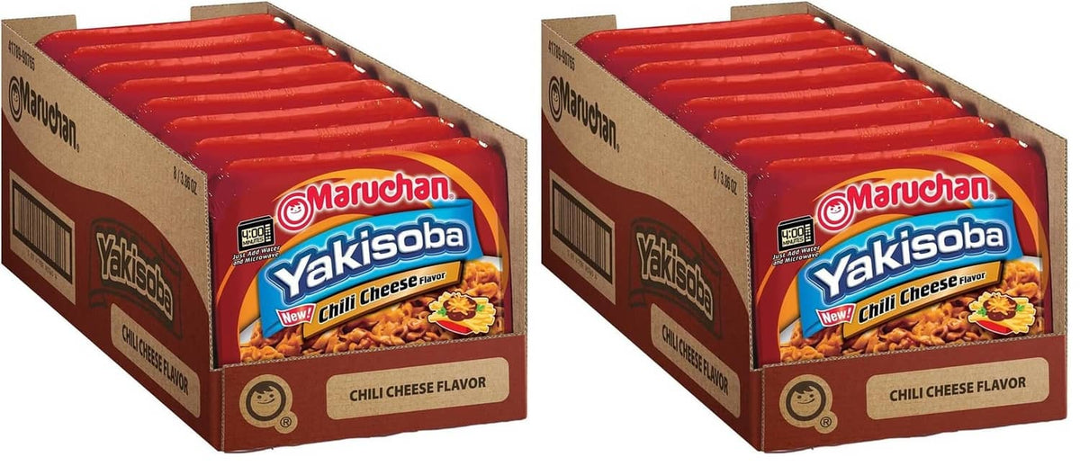 Maruchan Yakisoba chili cheese instant ramen boxes, two-pack view
