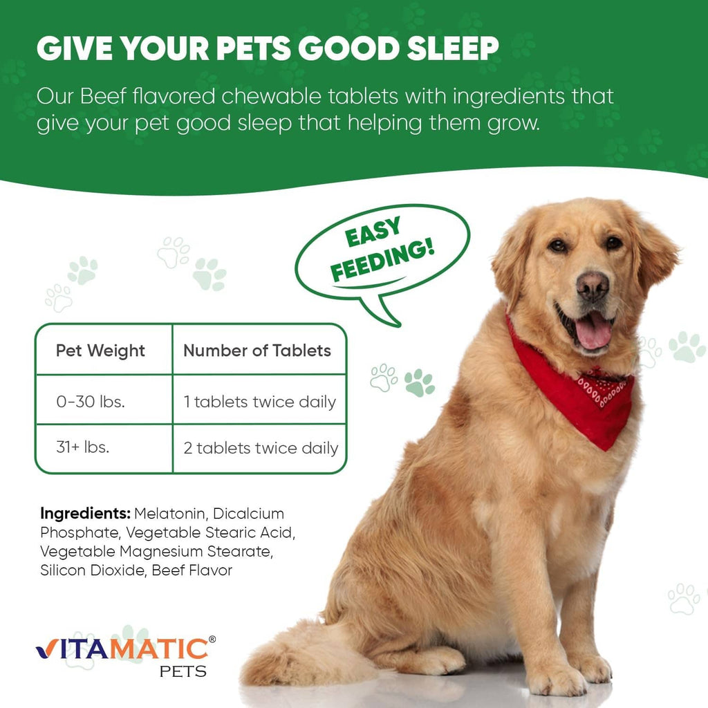 Melatonin chewable tablets for pets, beef-flavored