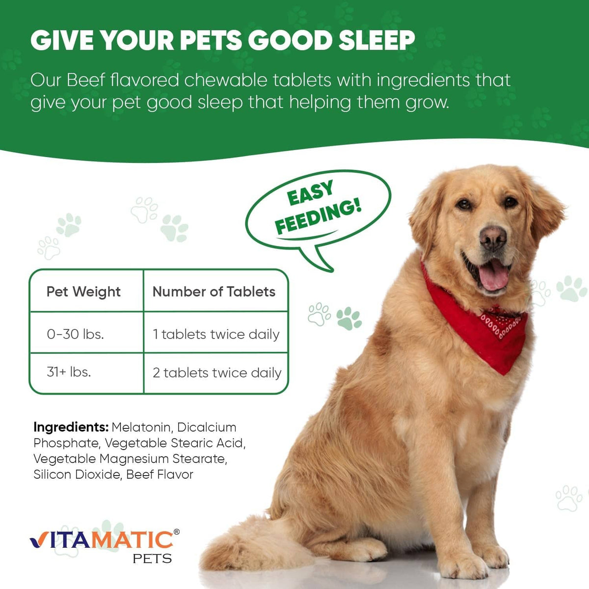 Melatonin chewable tablets for pets, beef-flavored