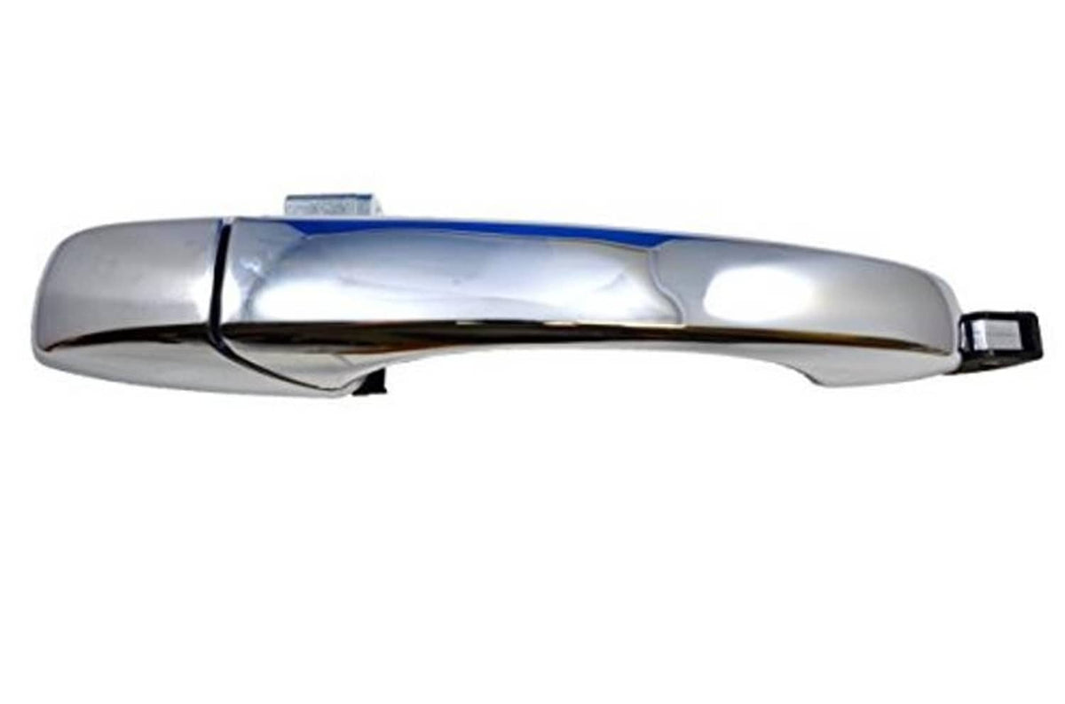 Chrome outside exterior door handle for passenger side, curved handle with black end piece