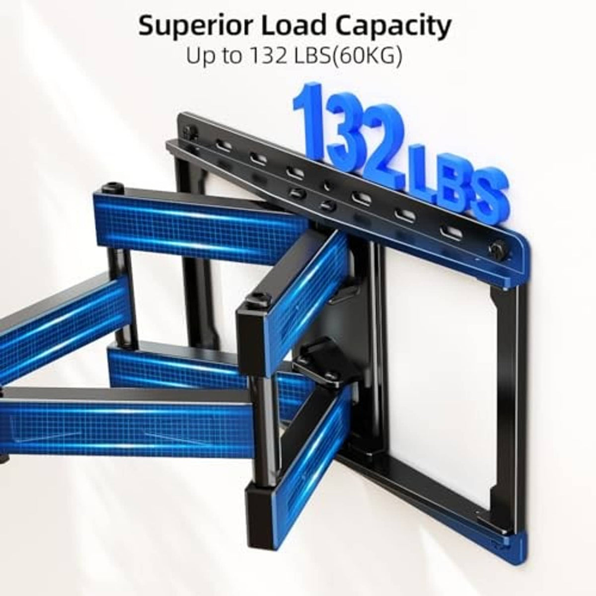 Heavy-duty TV wall mount bracket with reinforced frame and multiple row mounting holes