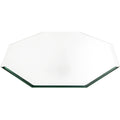 Octagonal beveled glass mirror with silver-toned edge trim