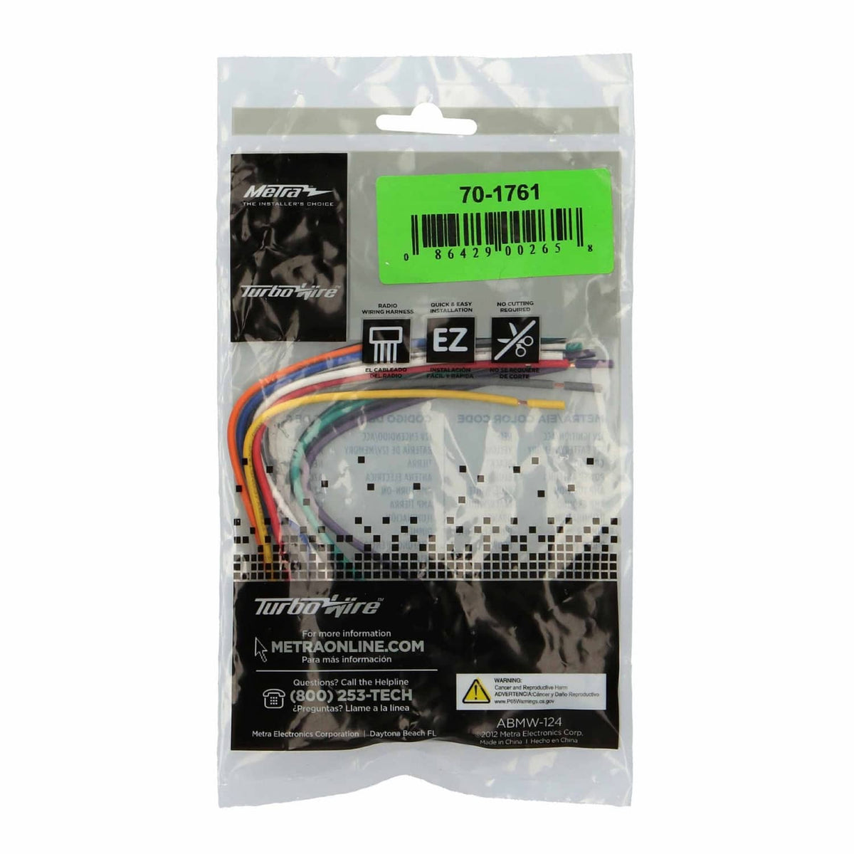 Car audio wiring harness retail package with 70-1761 label