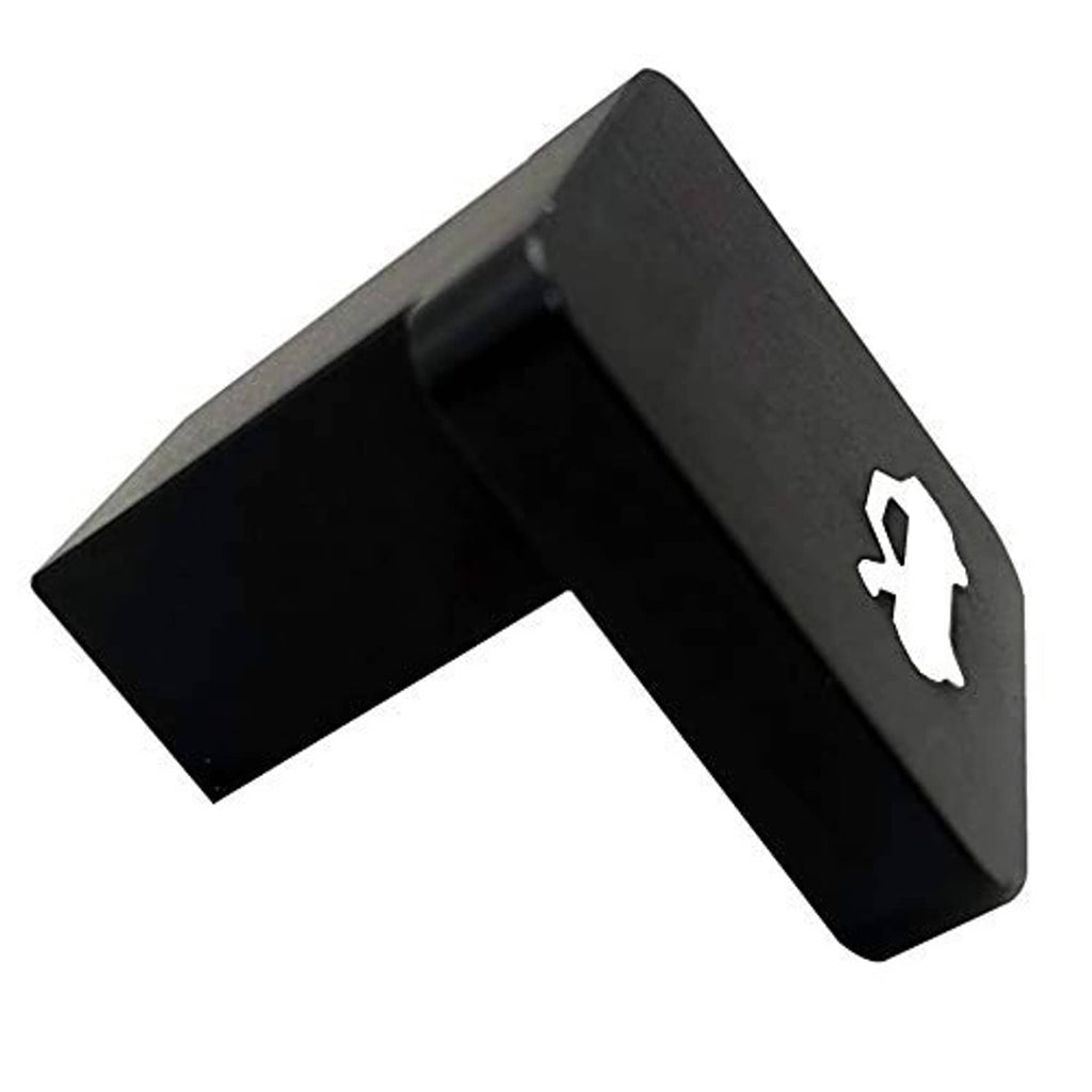 Black hood latch release handle, billet aluminum, angled with hood icon marking