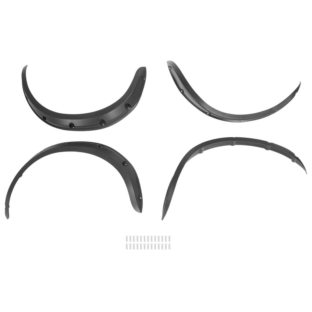 Black fender flare pieces and fasteners set for golf cart wheel arches