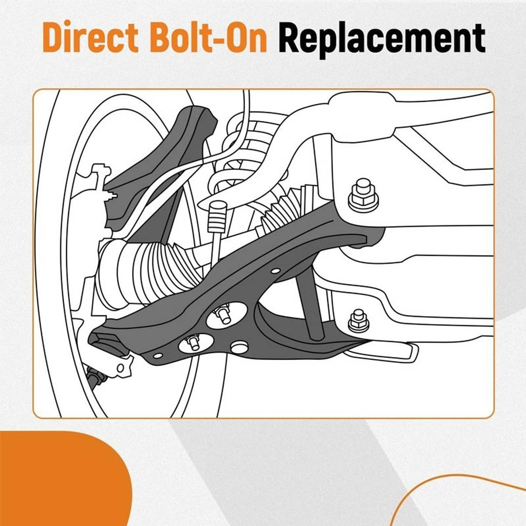Diagram-style view of a front suspension control arm with tie-rod connection
