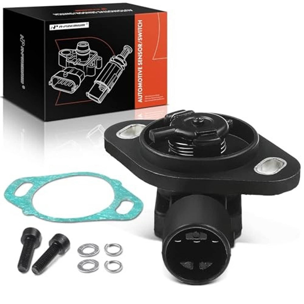 Throttle position sensor with gasket and mounting screws, black housing and flange