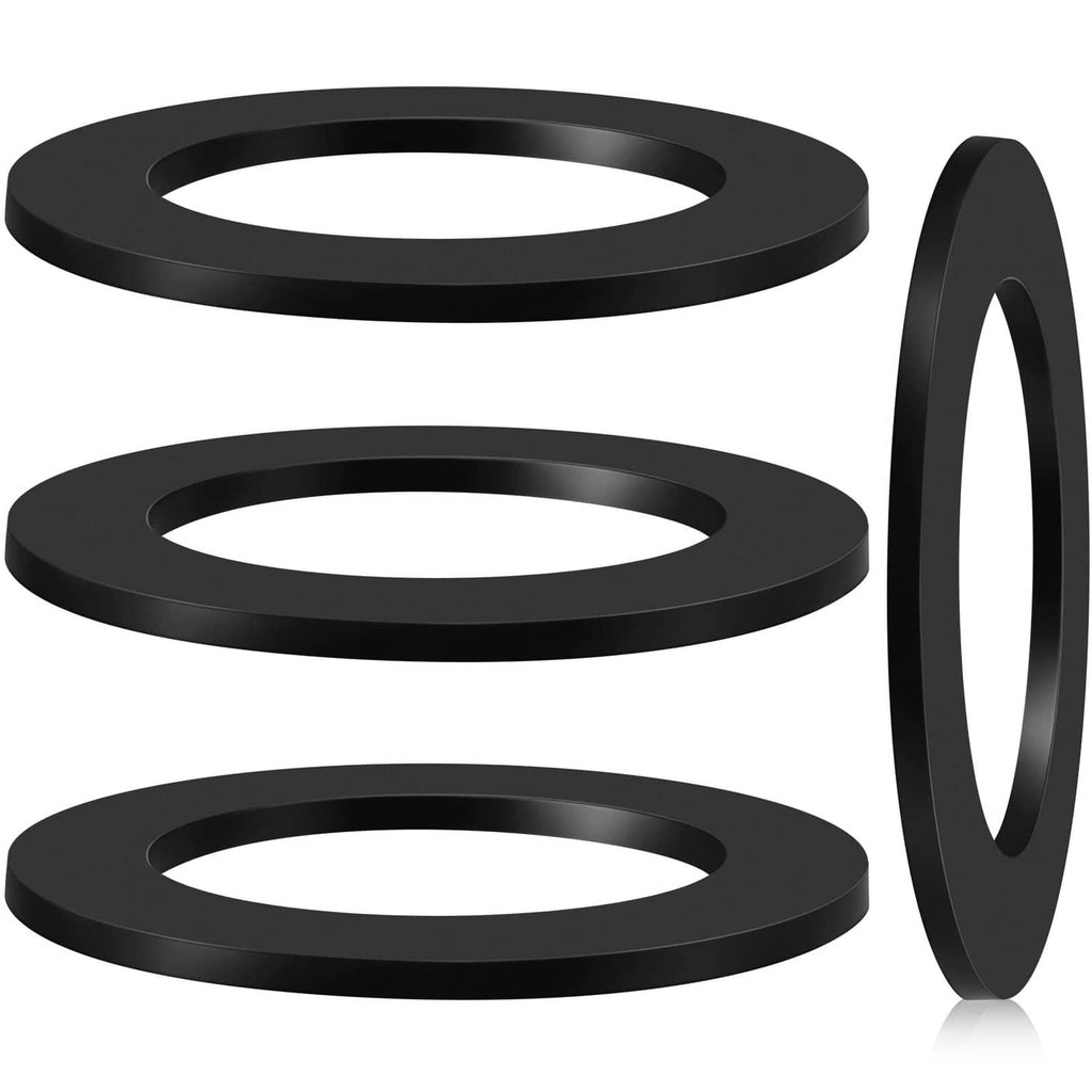Set of four black rubber gasket washers with inner holes