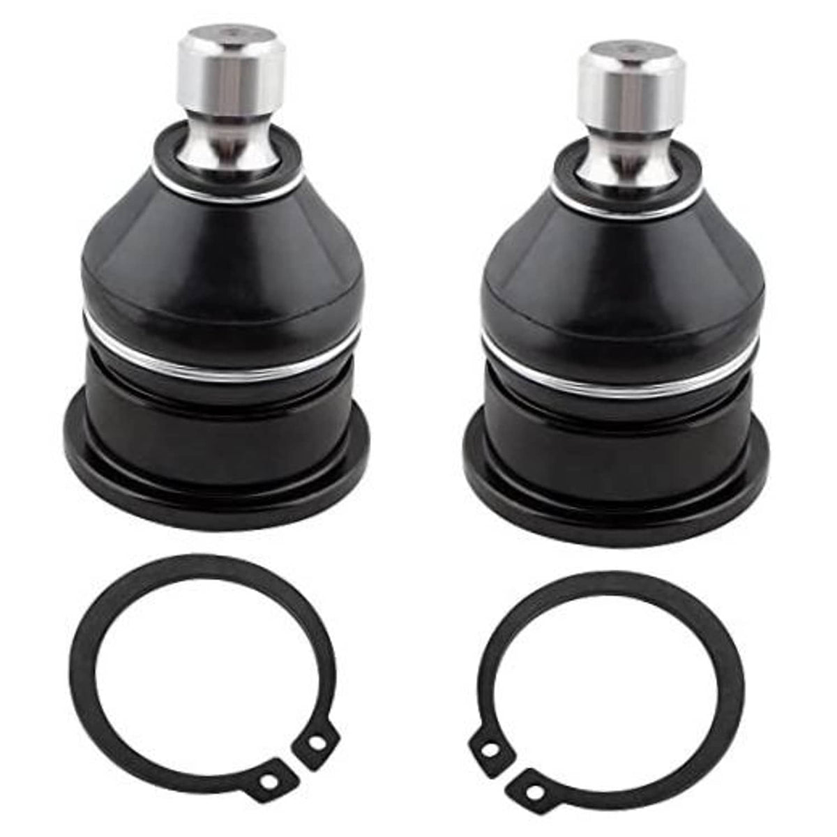 Set of 2 front upper ball joints with black rubber boots and metal ball studs