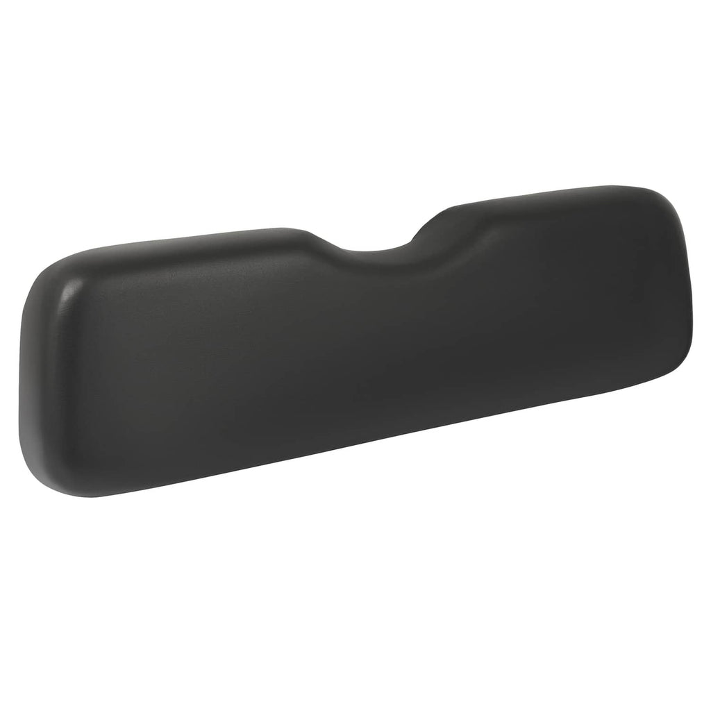 Golf cart seat back cushion with smooth dark black finish and molded center hump