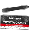 Gray exterior rear door handle with mounting clip, smooth finish