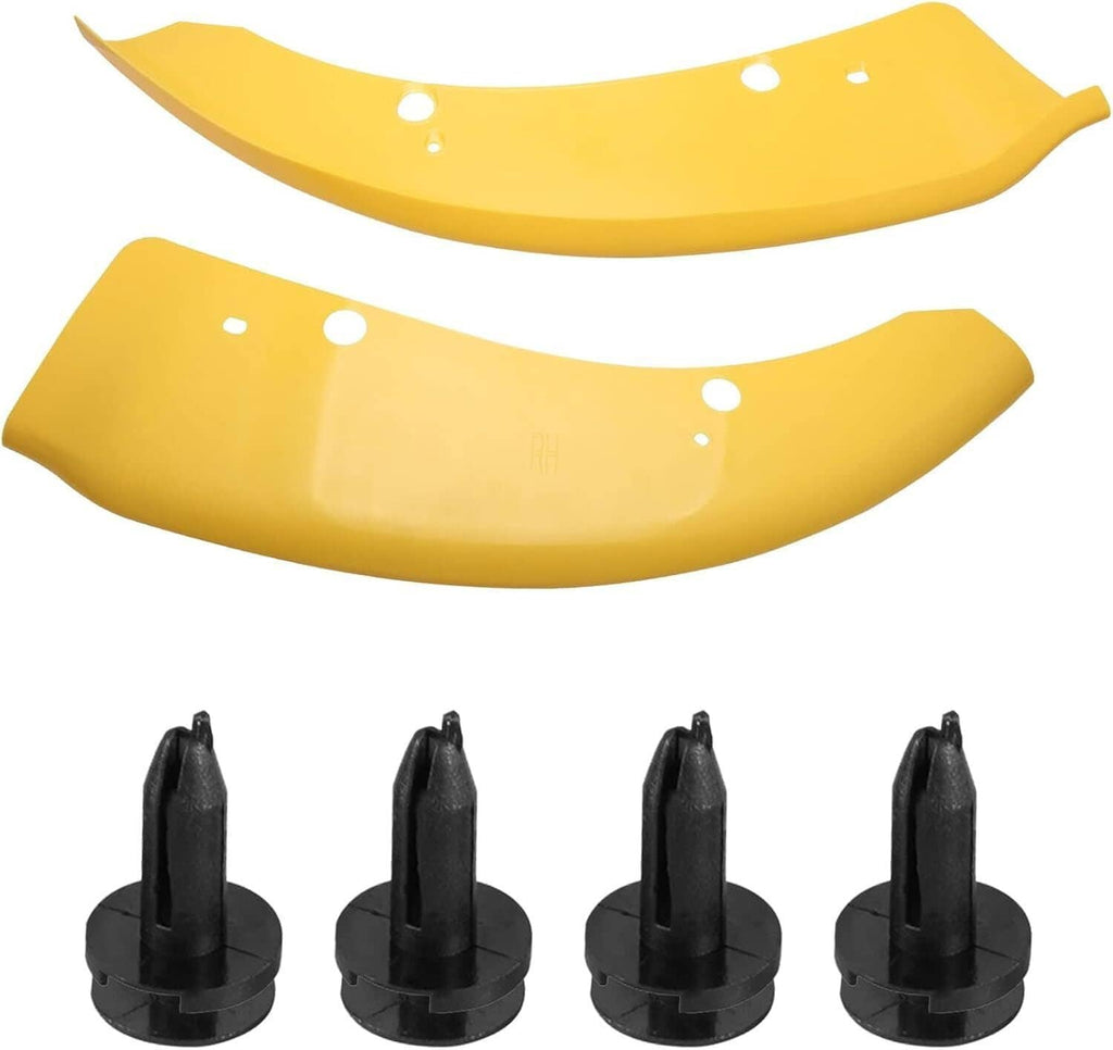 Yellow front lip splitter protectors with mounting holes plus four black push pins