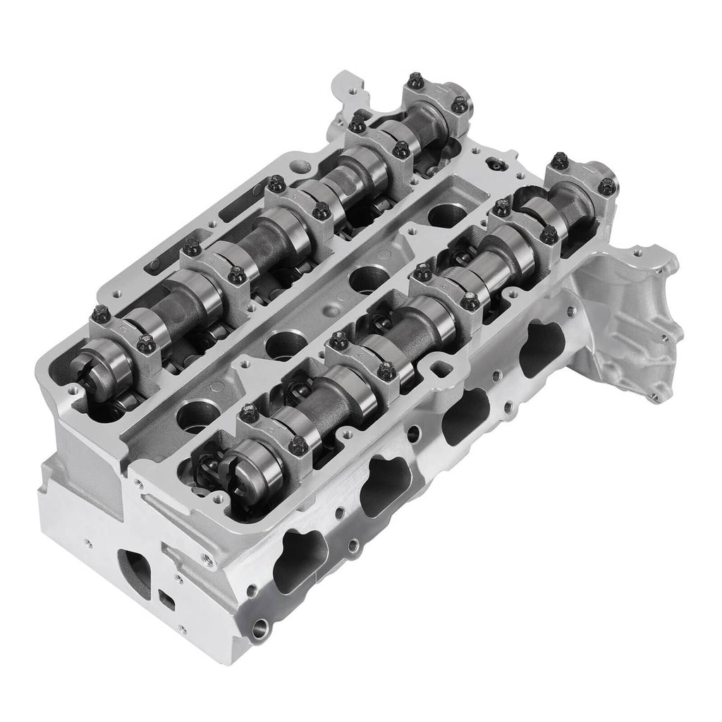 Cylinder head assembly with valve lifters and ports, three-quarter view